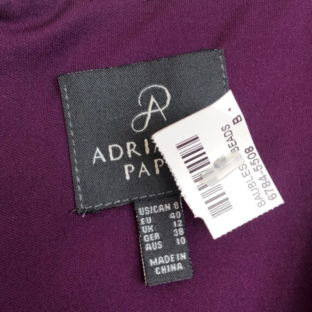 NWT Adrianna Papell Purple Striped Sheen Sheath Dress | 8 - Picture 4 of 4